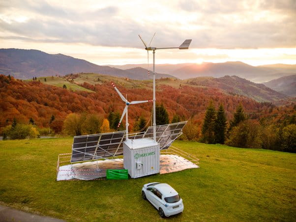 Mobilná solárno-veterná elektráreň MASWE<sub>TM</sub> na Ukrajine